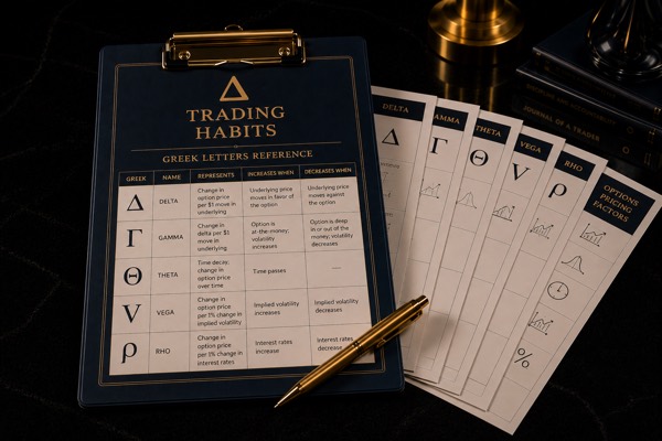 The Options Greeks Reference Card cover